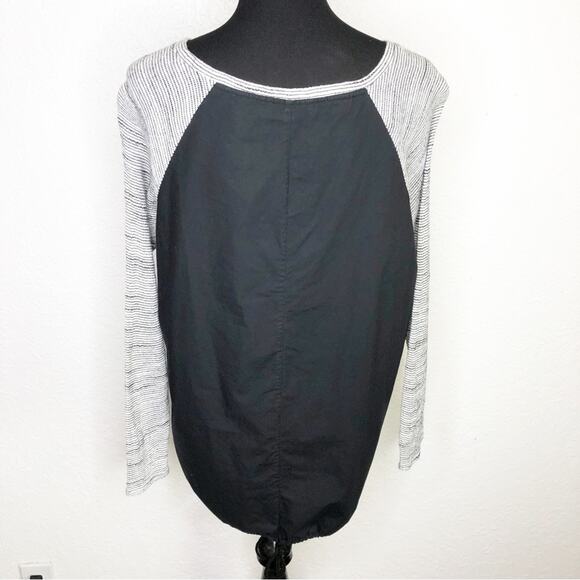 Tibi black white striped knit cotton linen blend tie back top size Large - Picture 15 of 15